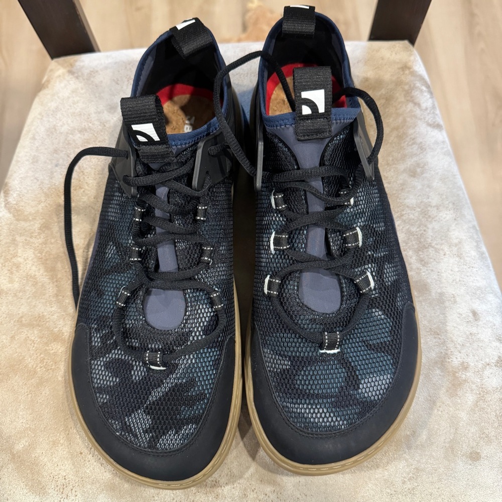 Barebarics Rebel - black and blue camo design Men’s shoe sneaker in a size 11